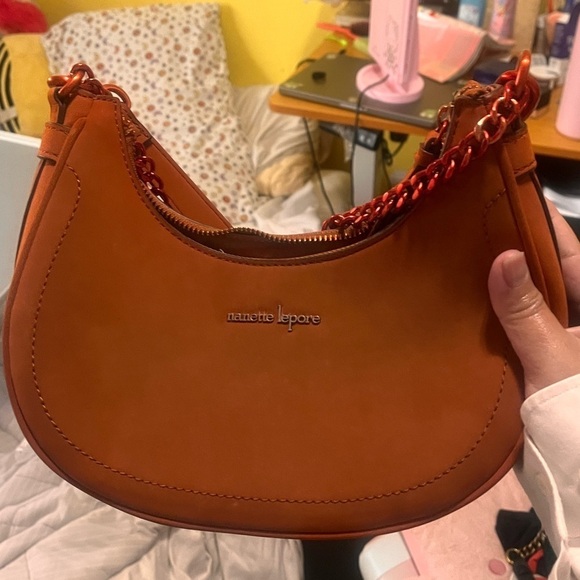 Nanette Lepore rust dusty orange baguette shoulder crescent bag custom dyed - Picture 4 of 4